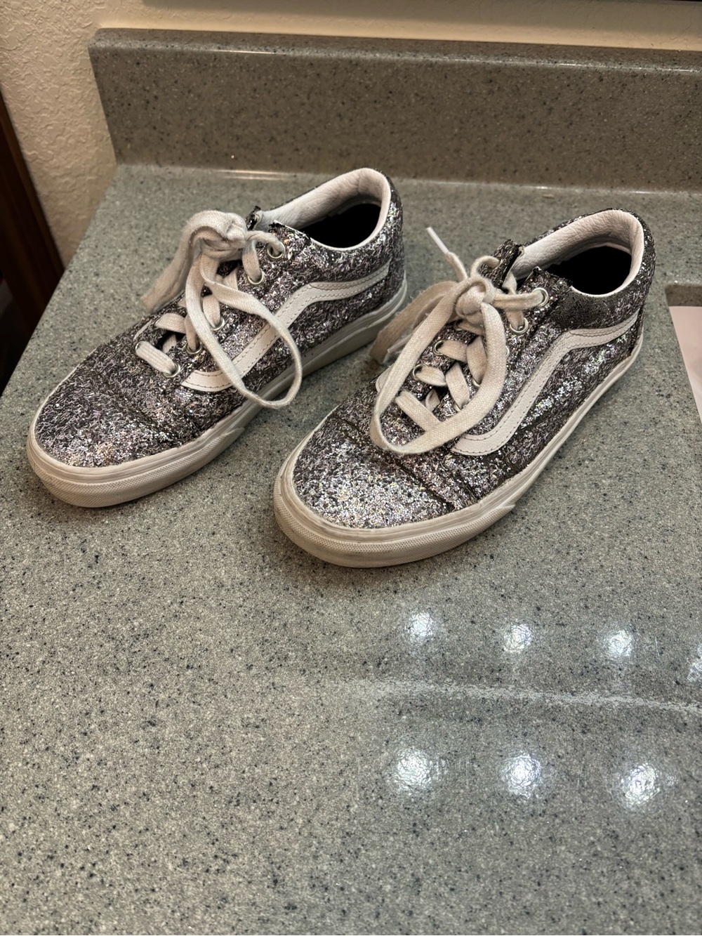 Women’s Vans Silver Glitter Lace-Up Sneakers